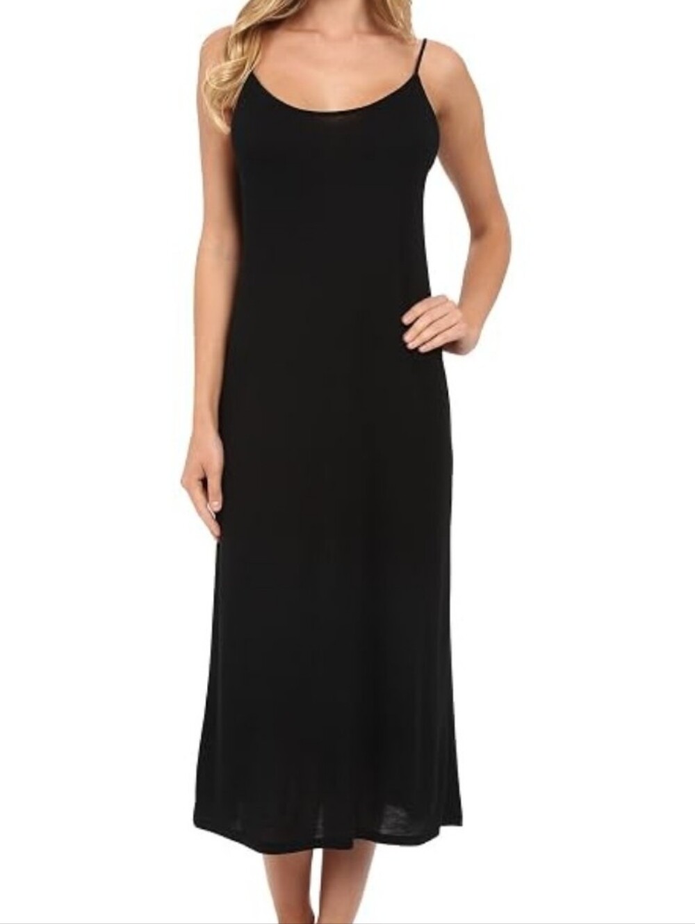 Silky Black Slip Maxi Dress Medium